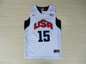 Nike Team USA Basketball 2012 London Olympics Carmelo Anthony 15 White Jersey